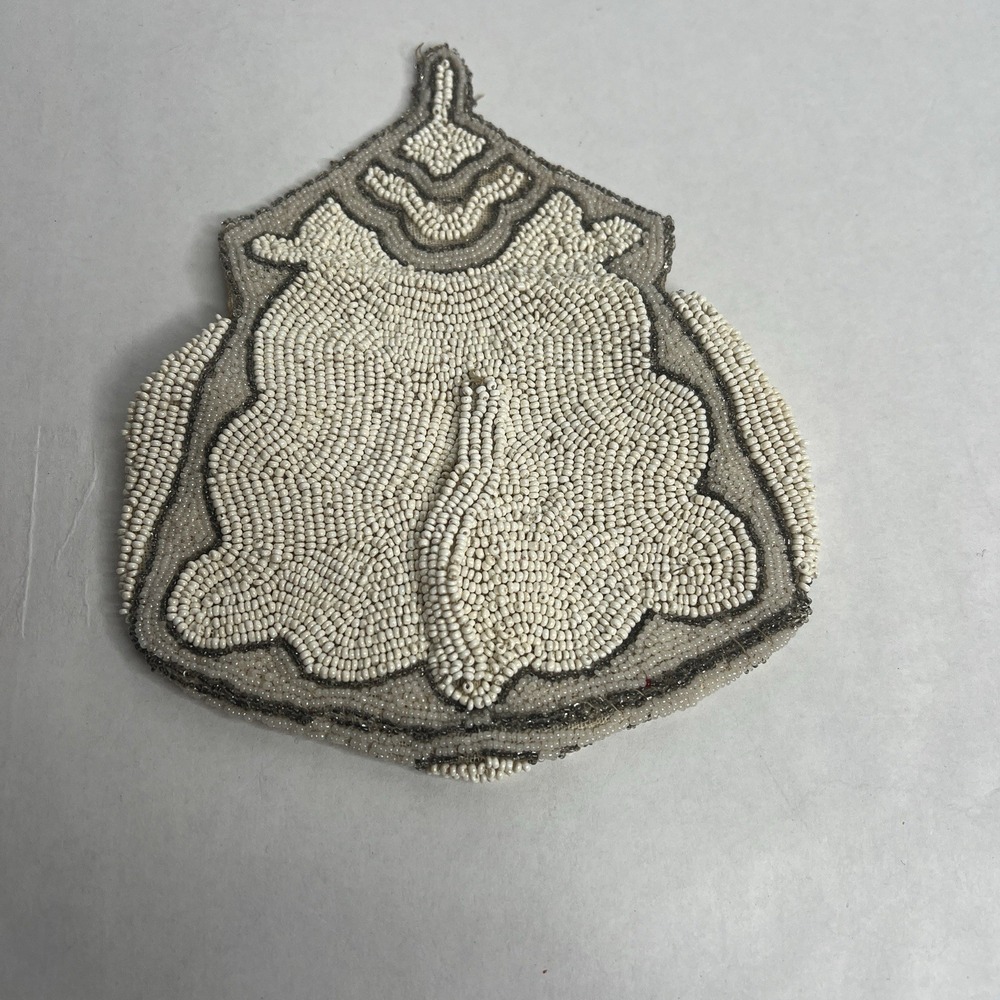 Antique Beaded & Sequin‎ Belt Bag Coin Purse Made in France Vintage Handcrafted - Picture 3 of 7